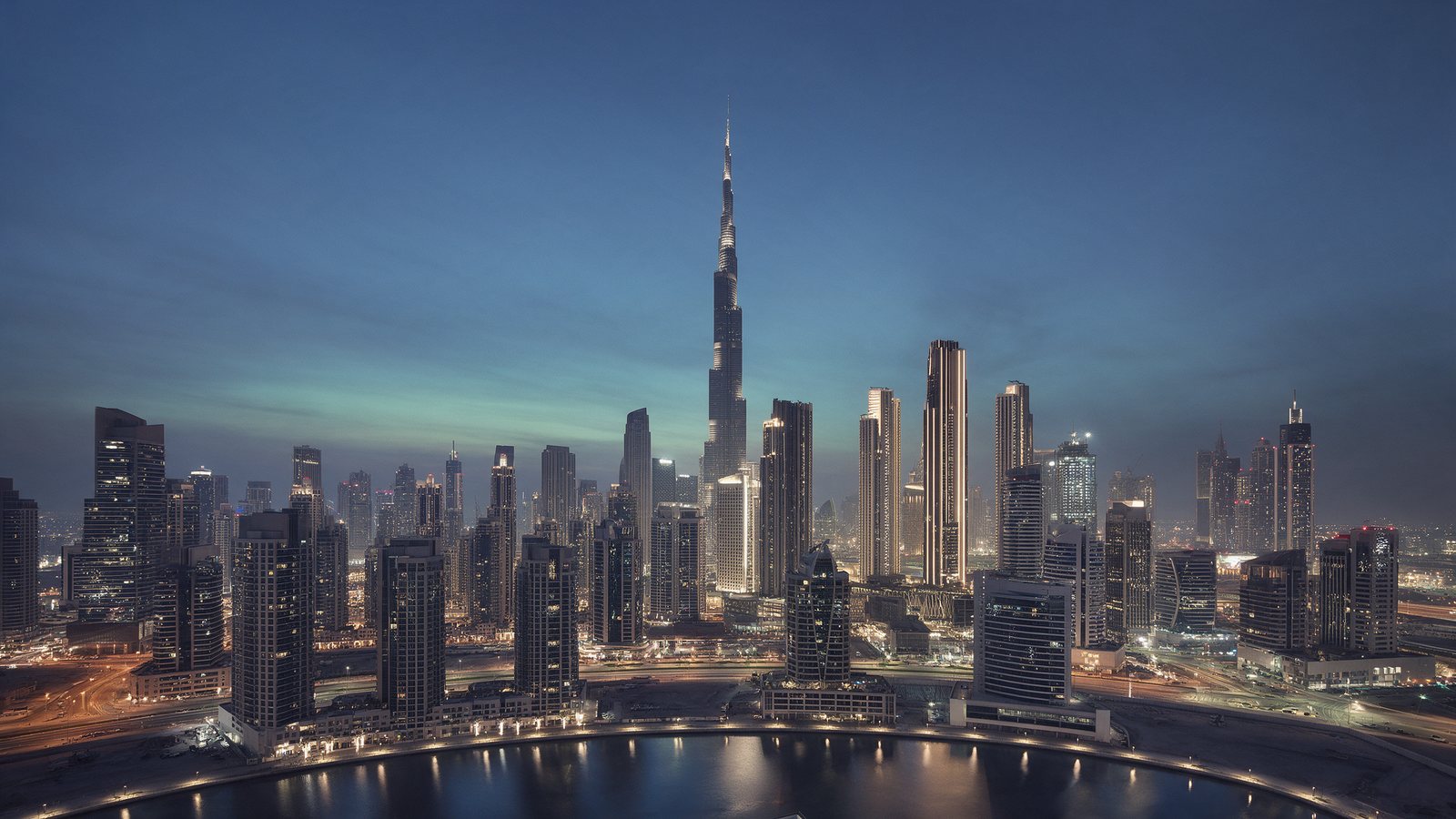 Dubai skyline at night, where KhahanA Insights is based